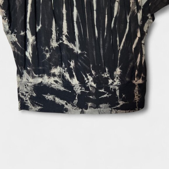 Mexicali Blues Tie Dye Blouson Top Black Grey Dolman Short Sleeve Soft Boho - Picture 4 of 7